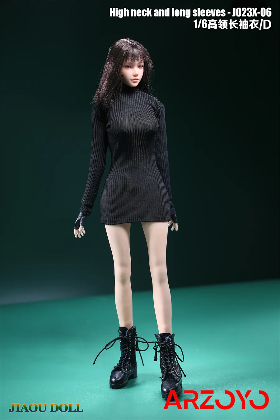 ชุดเสื้อสเวตเตอร์คอสูงแขนยาวสีแดง JO23X-06 ขนาด 1/6 พร้อมซองปืน สำหรับตุ๊กตาแอคชั่นฟิกเกอร์หญิงขนาด 12 นิ้ว