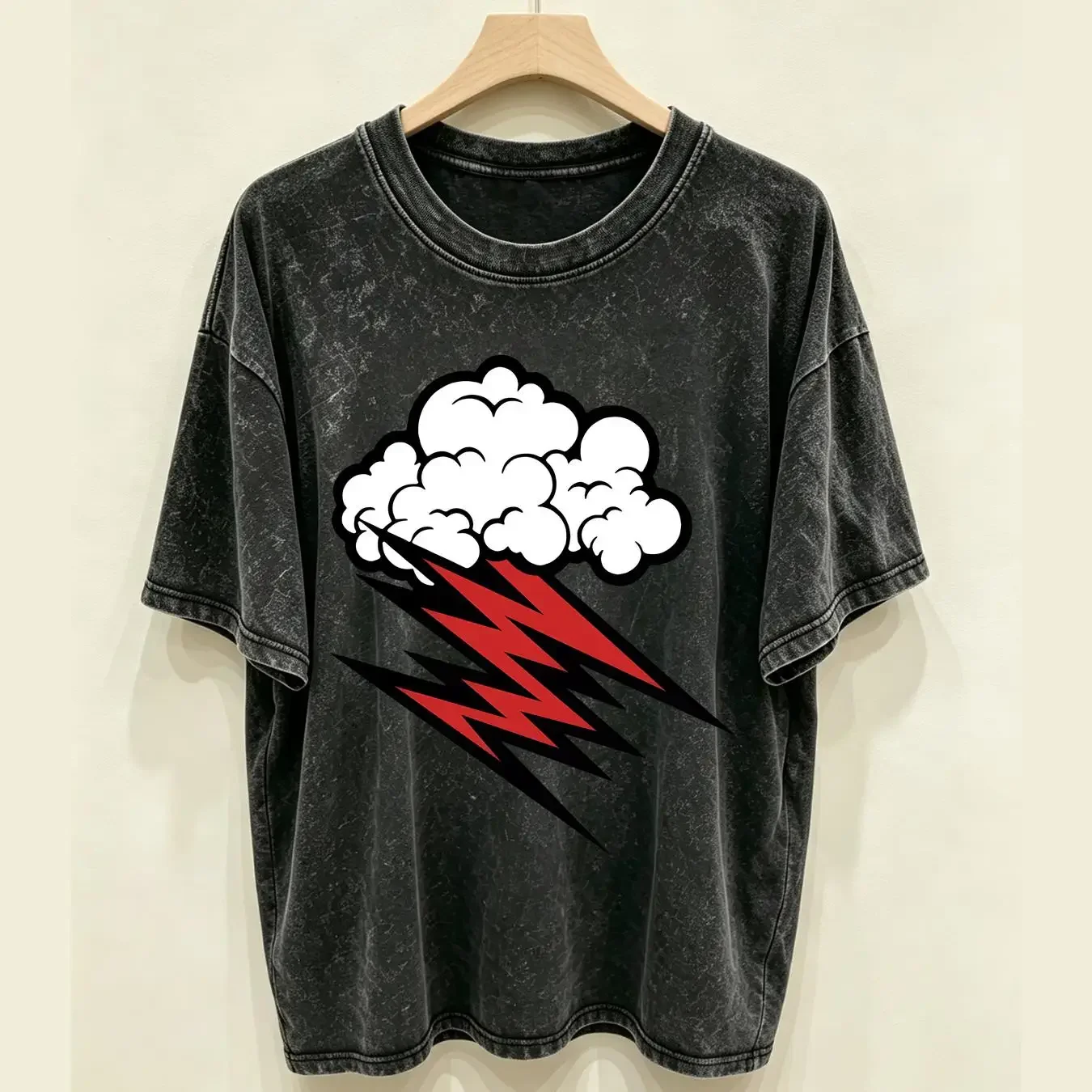 washed T Shirt The Hellacopters Grace Cloud Red OFFICIAL vintage Washed Slightly streetwear Versatile Stretched Casual