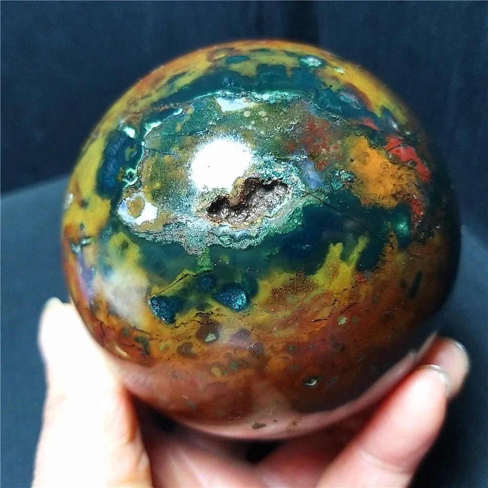 Natürlich geformt! Marine-Jade-Kugel, Polierkugel aus Quarzkristall, Mineral, Reiki, Heilung – Detail 6
