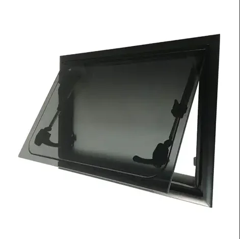 Aluminum Alloy Safari Style RV Right Corner Window Double Glazed Acrylic Caravan Accessories for Camping Trailers Custom Sizes