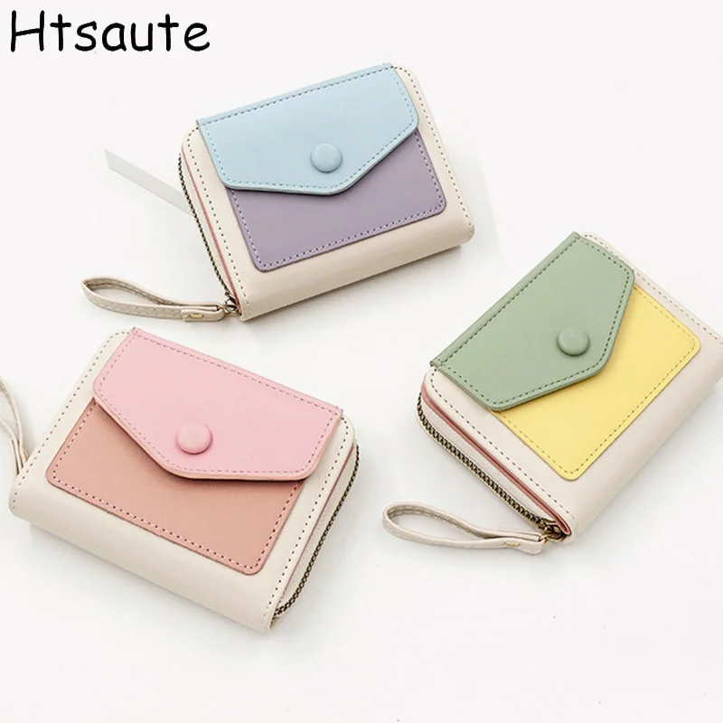 

Vintage Women's Wallet Short Patchwork Wallets Simple-Thin-Anti-Thef ID Card Holder-Compact Card Case-Cash Pocket cartera mujer