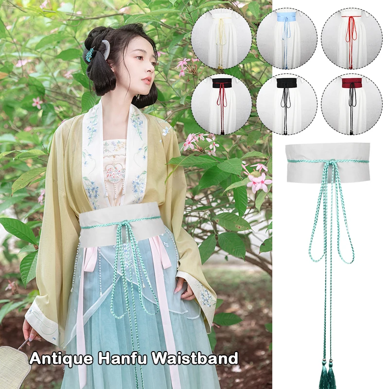 Chinese Traditional Hanfu Belt Yukata Dress Kimono Obi Belts Antique Style Cotton Linen Corset Hanfu Sash Tie Straps Self-tie