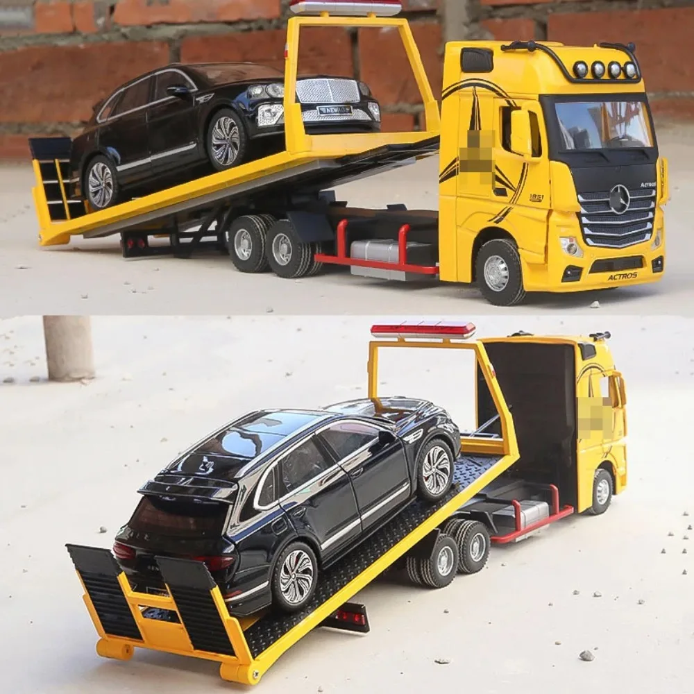 

1/24 Alloy Discast Flatbed Truck Car Model Toys 12.8 Inch Metal Transport Trailer Vehice Models Toy For Children Boy Gifts