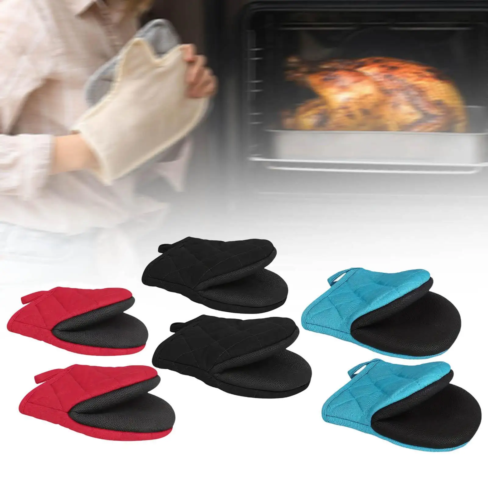 

2x мини-рукавицы для духовки, противоскользящие рукавицы для выпечки, многофункциональные кухонные перчатки для духовки, держатель для кастрюли для барбекю, гриля, приготовления пищи, микроволновой печи