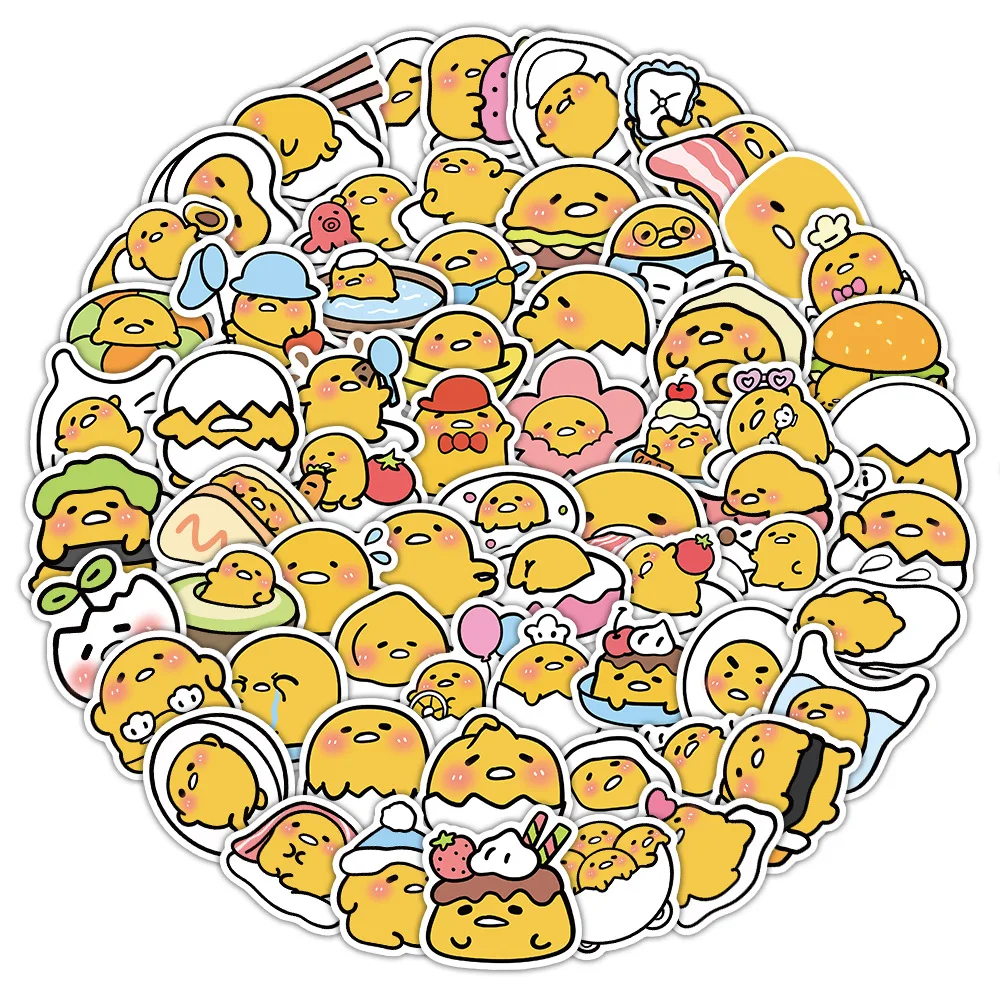 

100PCS Gudetama Sanrio Graffiti Stickers Hand-Painted Egg Yolk Cartoon Decal DIY Luggage Phone Cup Guitar Waterproof Sticker