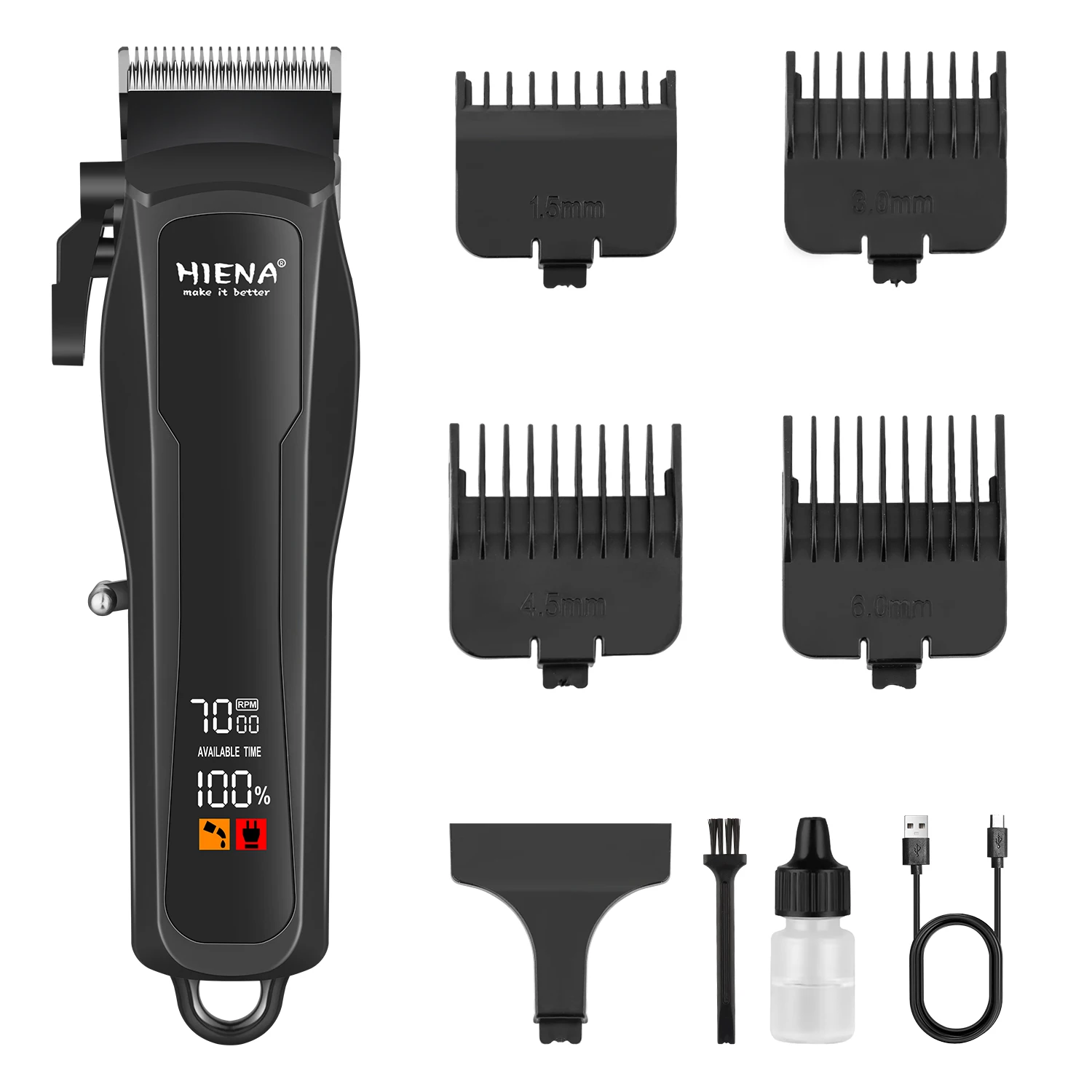 Hair Cutting Machine Professional Hair Clipper Beard Trimmer Barber USB Rechargeable Electric Cordless Trimmer for Men