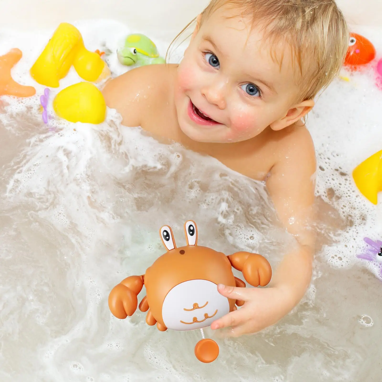 Toddler Shower Toys Crab Shape Toddler Bath Toy Parent-Child Interactive Wind-up Floating Companion For Daycare Beach Travel