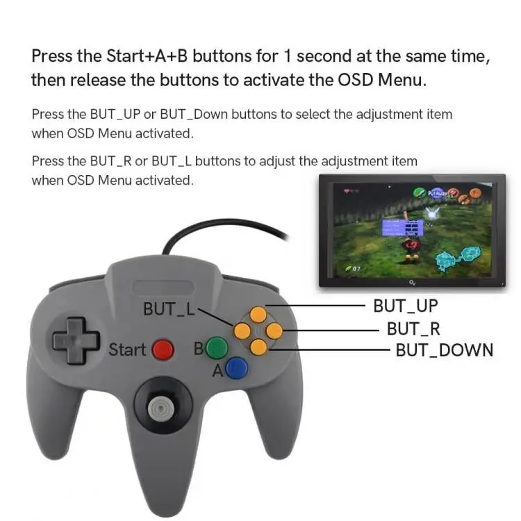 최신 버전 디지털 고화질 N64 HDMI TV 키트 게임 비디오 PCB 모드(OSD 메뉴 포함) 8가지 색상 모드 납땜 필요