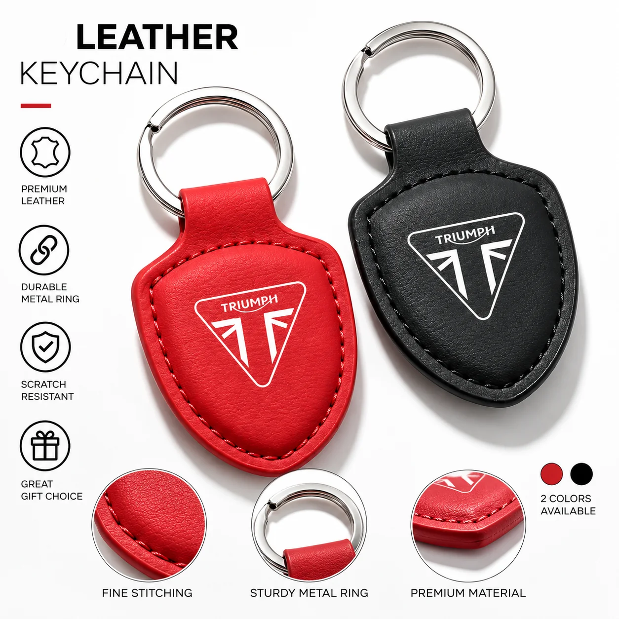 Leather motorcycle keychain pendant – decorative rider key ring
