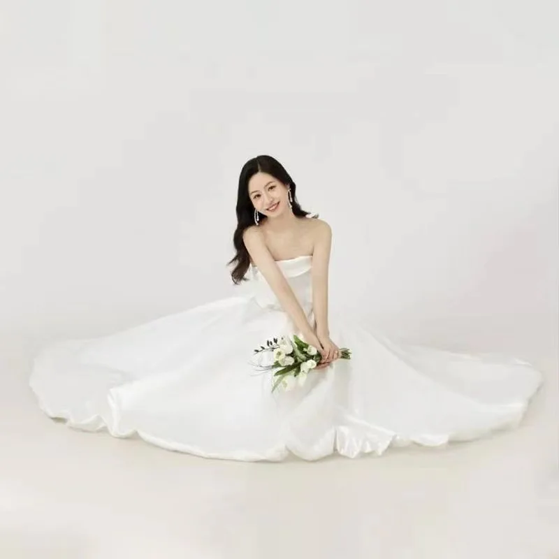 2025 novo tubo superior fino e doce moda luz branca vestido de casamento vestido formal feminino elegante vestidos de noite moda simples