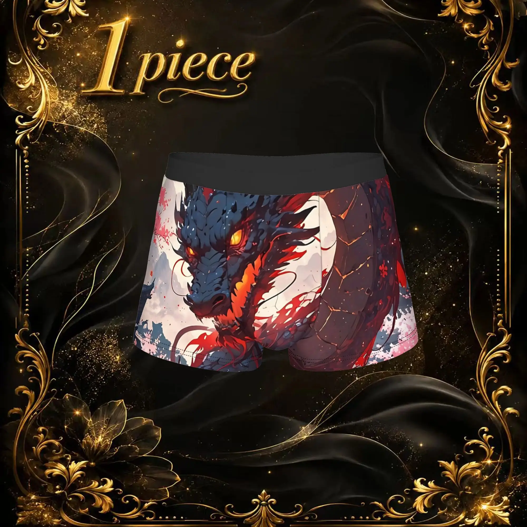 1pc Vintage Chinese Cherry Blossom Dragon Graphic Underpants Breathbale Panties Men's Underwear Cool Shorts Boxer Briefs