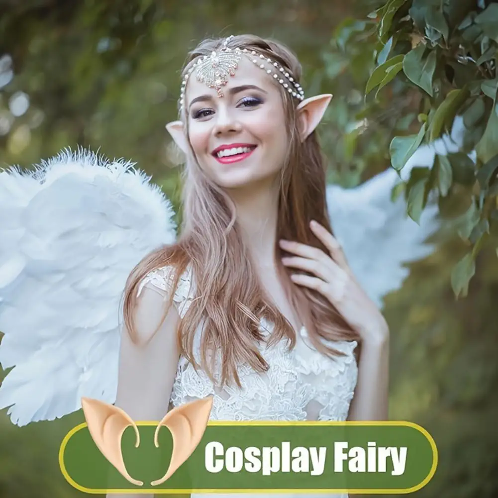 10 Pairs Fairy Pixie Elf Ears Soft Pointed Fairy Ears Party Cosplay Dress Up Costume for Halloween Elven Makeup Accessories