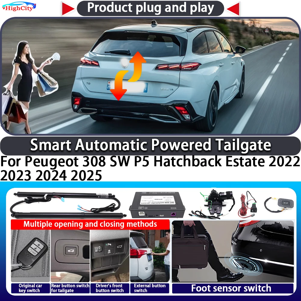 

For Peugeot 308 SW P5 Hatchback Estate 2022 2023 2024 2025 Smart Automatic Powered Tailgate Key Lift Close Kit Power Tailgate