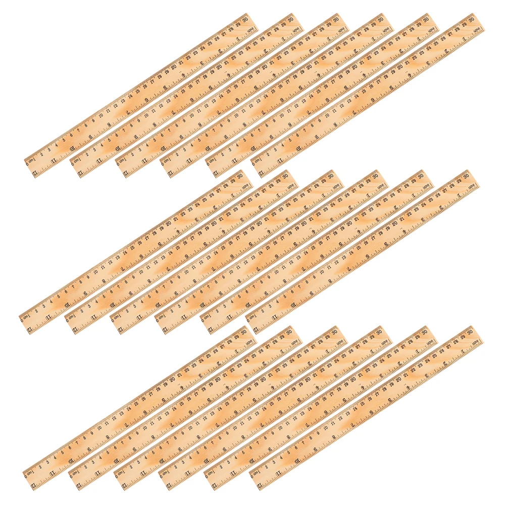 

36 Wooden Rulers Natural Wood Straight Measuring Tools Dual Scale 12 Inch 30cm Class Set School Office Supplies