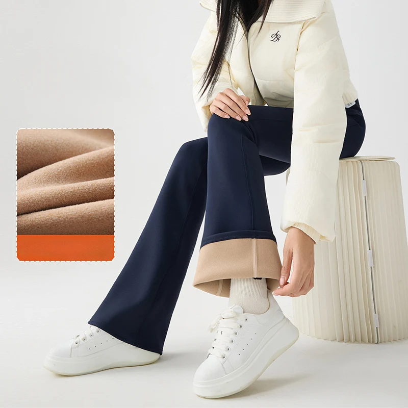 

Women's Plus Fleece Flared Leggings Fall Winter Fashion Warm High Waist Yoga Pants Tummy Control Hip Lifting Shark Skin Leggings