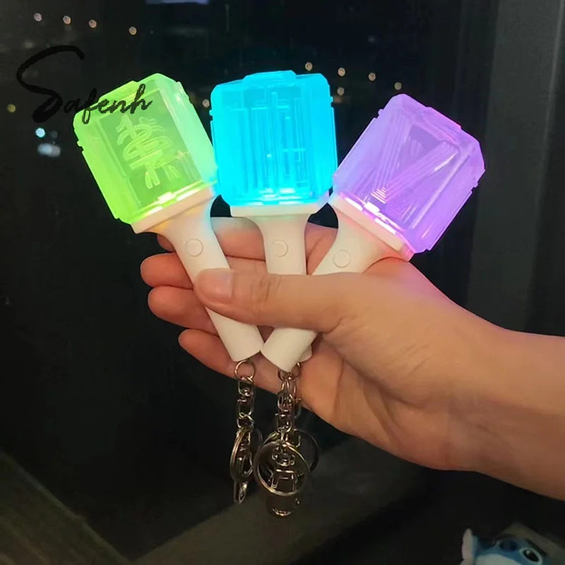 Mini Lightstick Keyring LED Light Keychain Idol Support Glow Stick Key Chain Backpcak Pendant Decoration For Kpop Fans Gifts