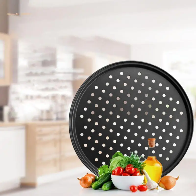 9/10/11/12 Inch Baking Pizza Pan with Holes Carbon Steel Nonstick Kitchen Cooking Tools Pancake Oven Accessories Dropship