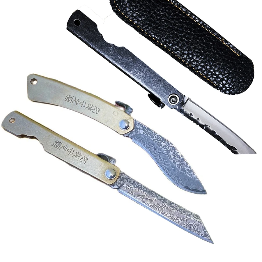 

Pocket Knife Folding Higonokami Japanese Damascus Steel Camping EDC Tool Tactical Military Outdoor Survival Self Defense Knives