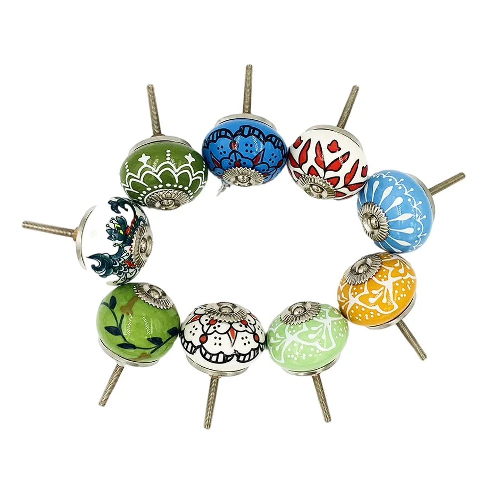 1Pcs Ceramic Door Drawer Handles Knobs Europe Ceramic Cabinet Cupboard Handles Pull Drawer Dresser Knobs Pulls With Screw