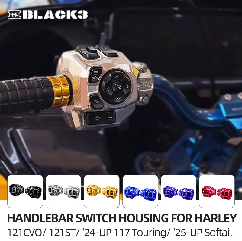 BLACK3 Motorcycle Handlebar Control Switch Housing for Harley 121CVO 121ST 2024-UP 117 Road/Street Glide 2025-up Softail Fat Boy