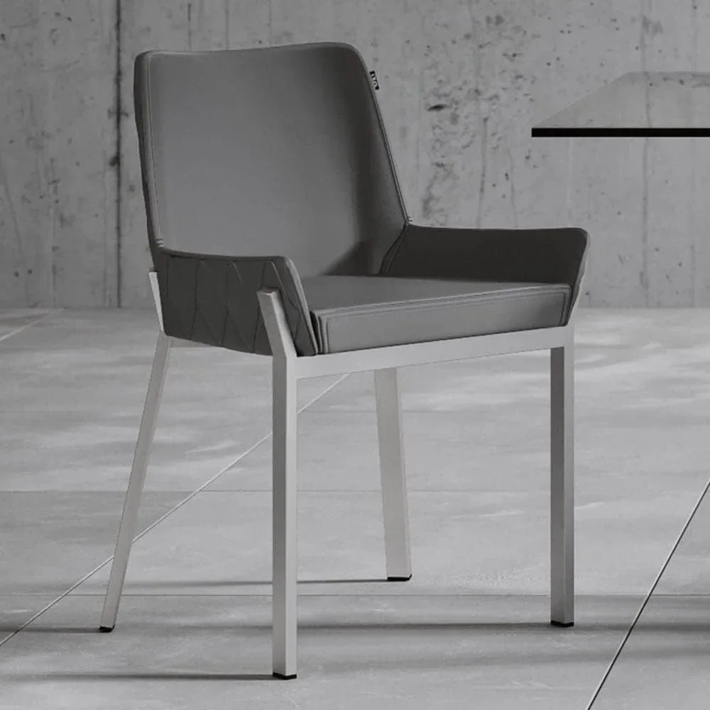 

Sydney Gray Leatherette Dining Chair with Brushed Stainless Steel Legs
