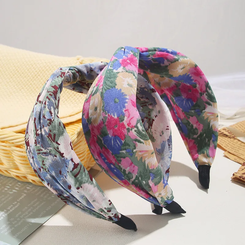 New French Retro Style Cross Hair Band Wide Edge Fabric Headband Fashion Literary Headband Hair Clip Hair Accessories Woman