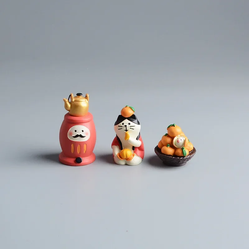 ZAKKA Miniatures Cat Panda Home Decor Crafts Cute Orange Figurines Resin Handicraft Desktop Ornaments Car Interior Accessories