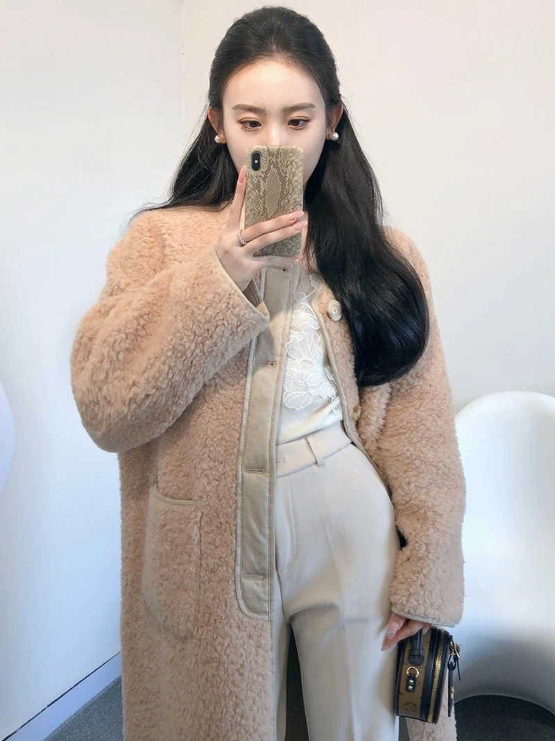 

Стильное элегантное длинное пальто с изысканным дизайном, большие размеры, мягкий материал, осенне-зимняя коллекция, корейский стиль, прямой крой, верхняя одежда