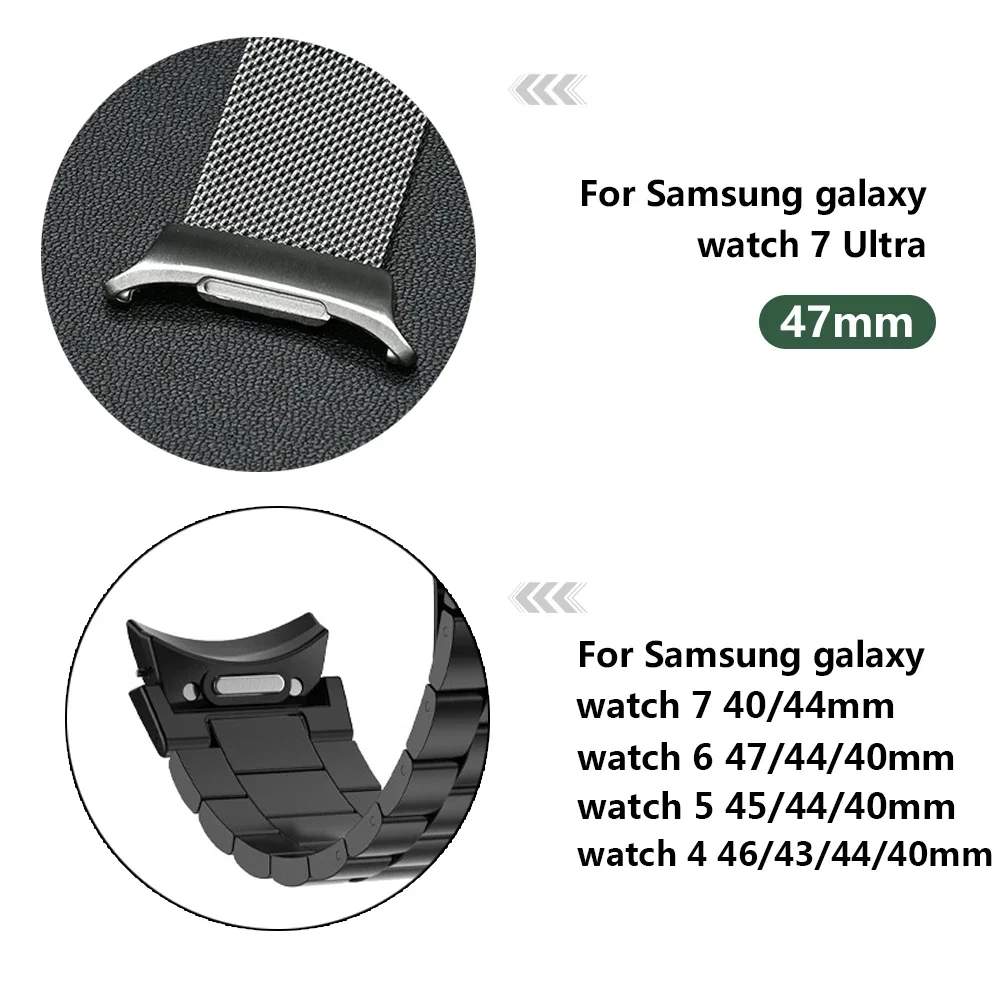 Stainless Steel Luxury Band for Samsung Galaxy Watch 7 Ultra 47mm Bracelet ULTRA7 47MM Strap Watchband Curved End No Gaps Correa