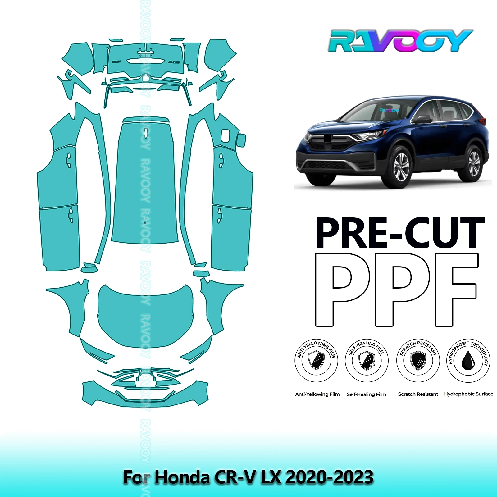 

Car Full Vehicle For Honda CR-V LX 2020-2023 8.5Mil Paint Protection PPF Clear Bra Kit