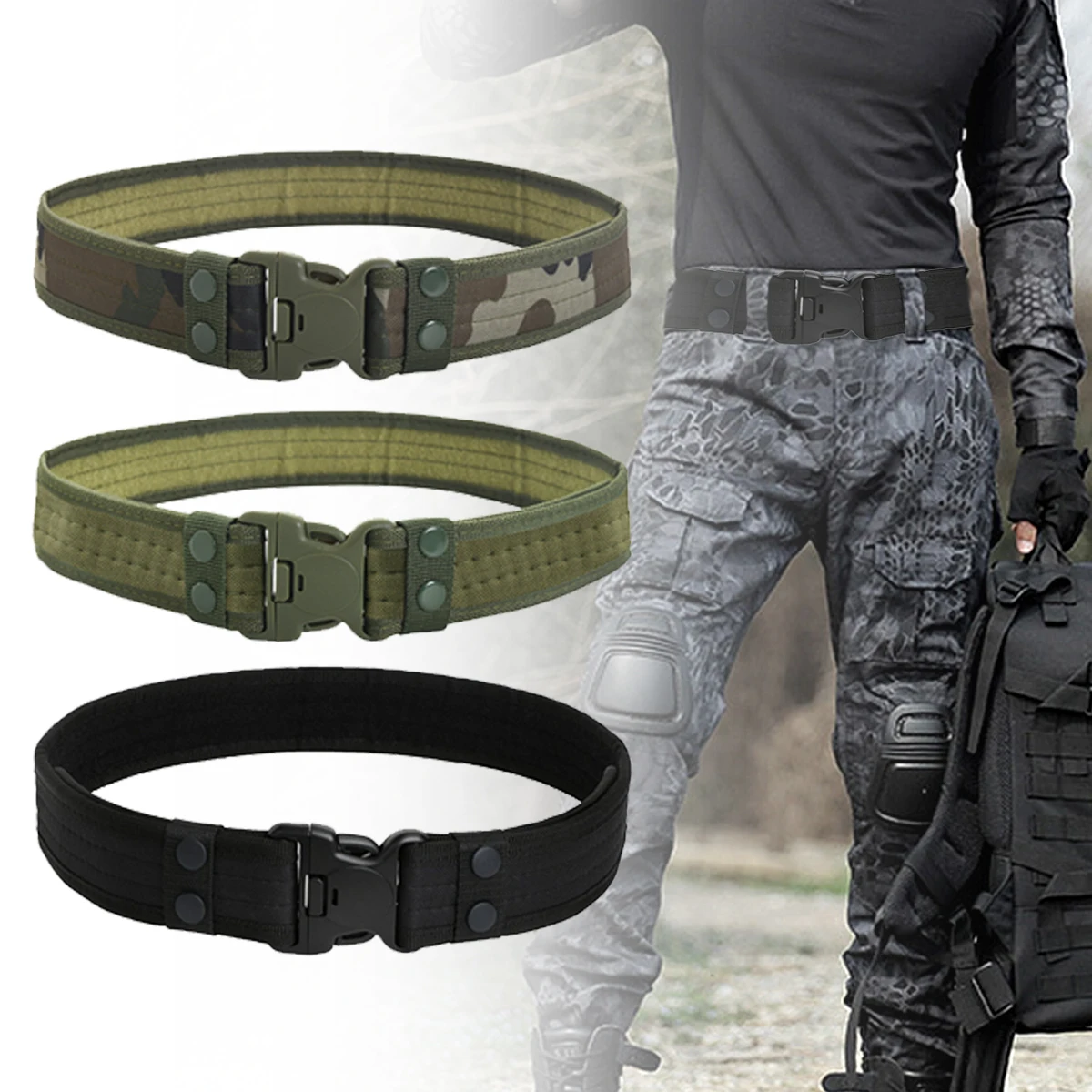 

Outdoor Hunting Men's Belt Army Compass Tactical Belt Multi Function Combat Survival Marine Corps Canvas Nylon Male Durable