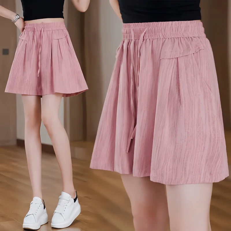 

Manufacturer Solid Color Plus Size Women's PantsMMLoose High-Waisted Slimming Fashion Versatile Casual Shorts Skirt for Women