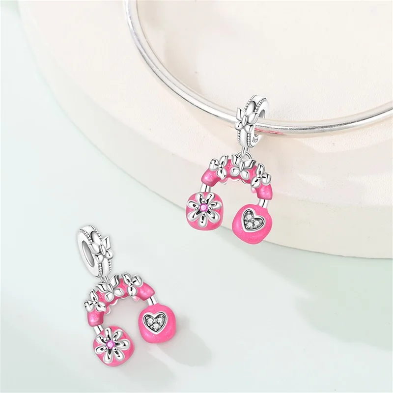 925 Sterling Silver Music Dangle Charms CZ Zircon  Accordion Guitar Charms Beads Women DIY Bracelet Concert Daily Jewelry Gift view 3