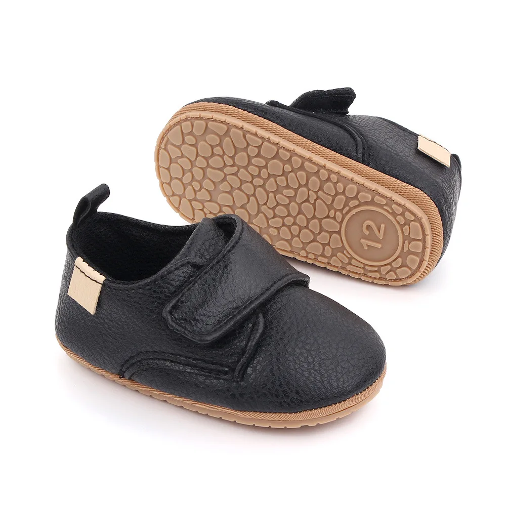 Meckior Newborn Baby Shoes Baby Boy Girl Shoes Classic Leather Rubber Sole Anti-slip Toddler First Walkers Infant Girl Shoes