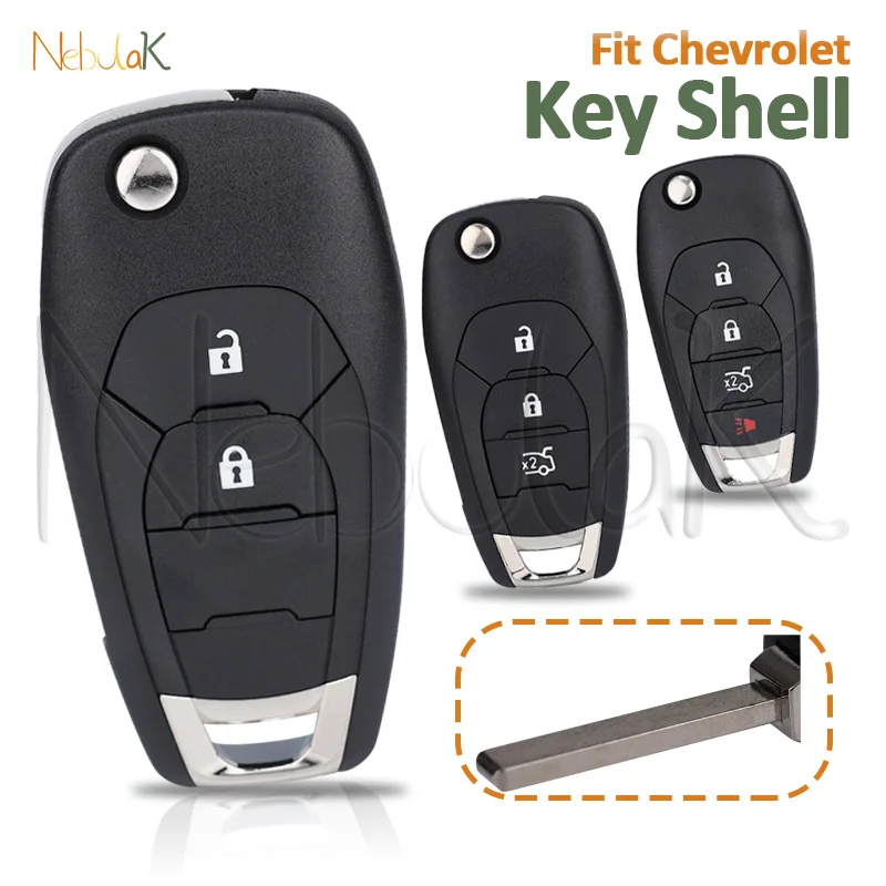 

Key Housing Cover fit Chevrolet Spark Sonic Tracker Cruze Aveo Trax Trailblazer Remote Flip Fob Shell Case Folding Smart Replace