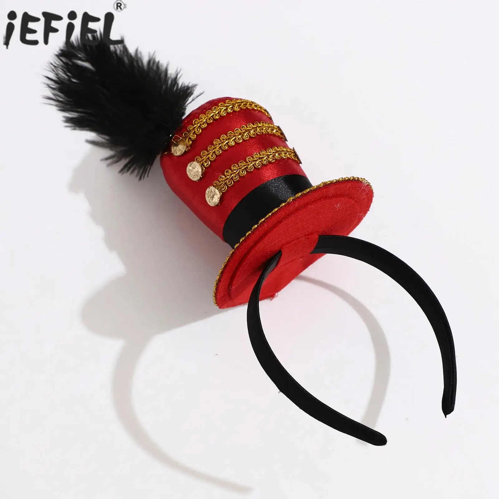 

Kids Adult Soldier Top Hat Feather Headband Circus Ringmaster Cosplay Costume Prop for Halloween Carnival Christmas Tea Party