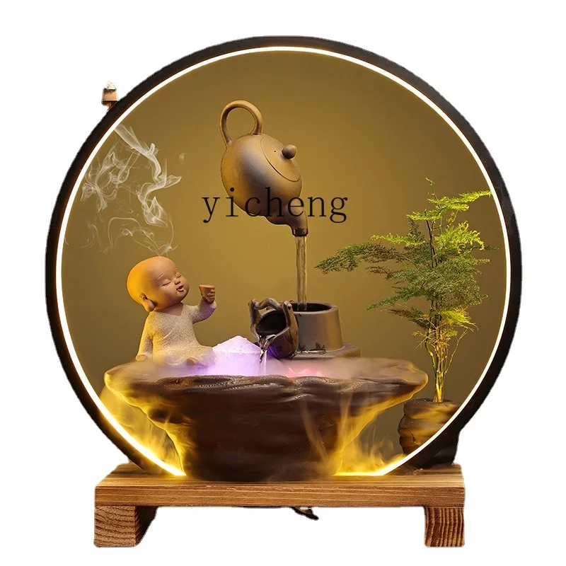 

XL Flowing Water Ornaments Lamp Coil Backflow Incense Burner Feng Shui Fortune Living Room and Shop