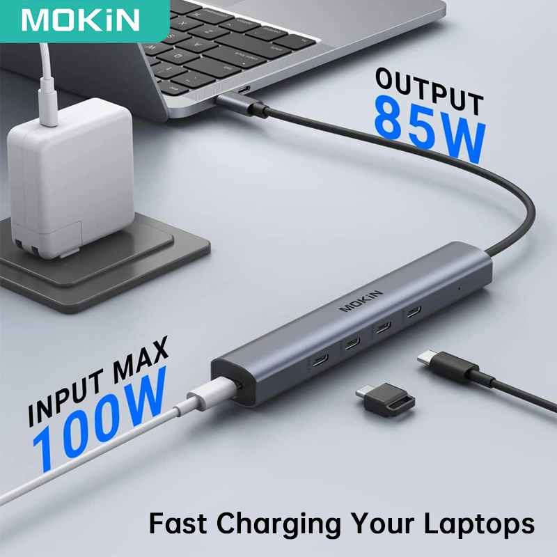 MOKiN USB Type C Hub 10Gbps USB C Splitter PD100W Charging for Tablets Laptops PC Accessories MacBook Pro/Air iPad Phone Surface