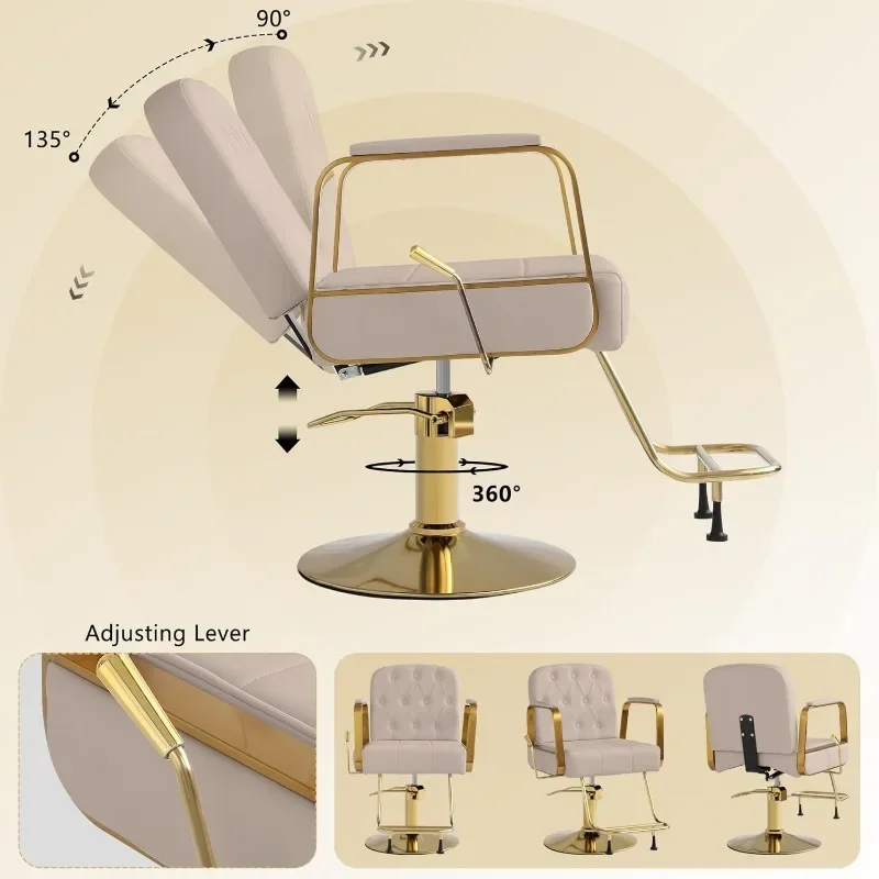 Salon Hair Chair, Height Adjustable Barber Chair, Reclining Barber Chairs, 360 Degree Swivel Shampoo Chair for Salon Barbershop