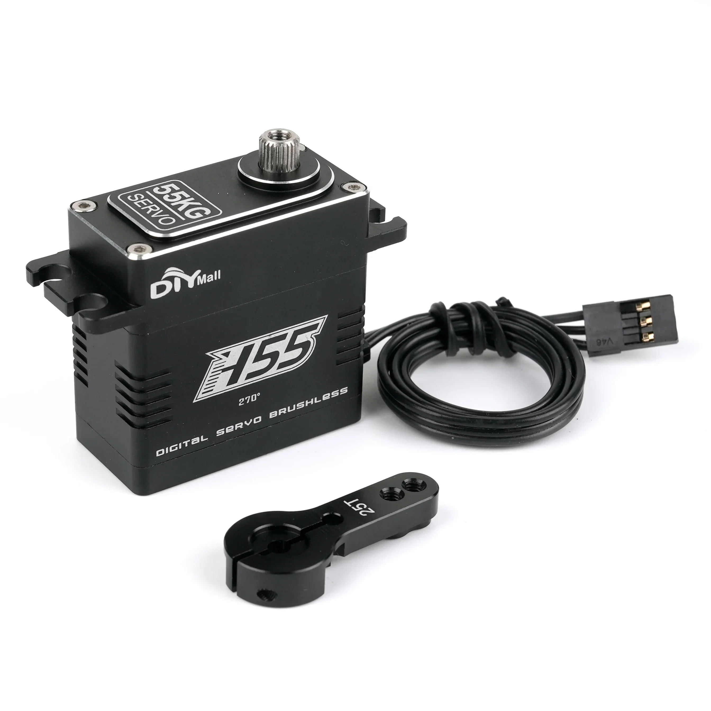 Alto torque h55 55kg à prova d'água rc servo pwm digital servos motor sem escova servo de engrenagem de metal de corpo inteiro para 1/8 1/10 rc carro robô