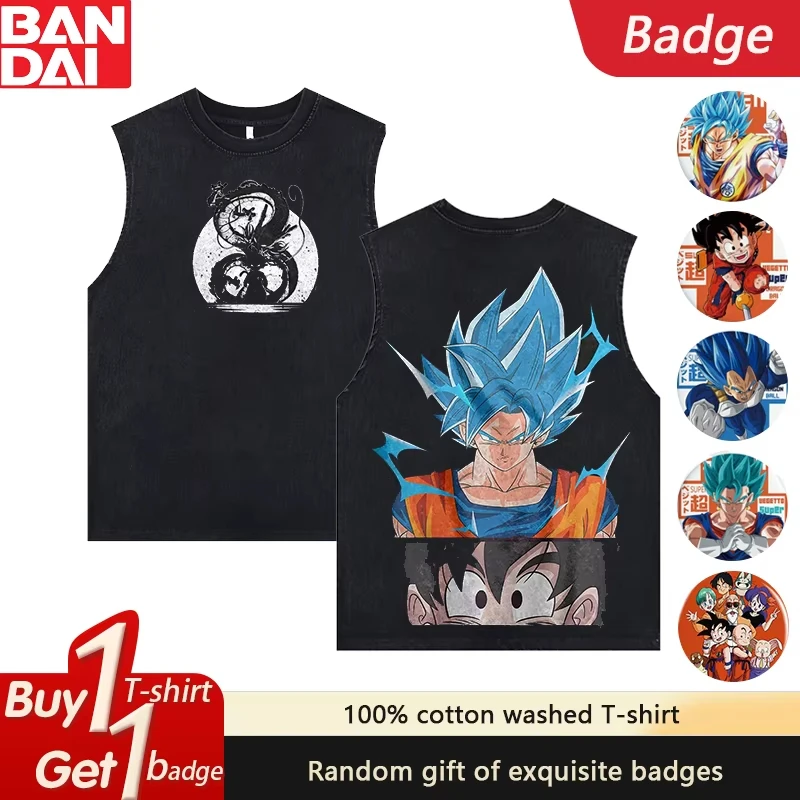 

Dragon Ball Printd Gym Vest Summer Men's Tank Tops Y2k Women's Washed Vintage Loose Casual Sleeveless Shirt Clothes Streetwear