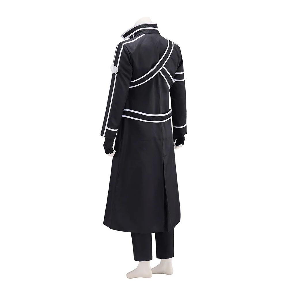أزياء أنيمي ساو كوس كيريتو كيريجايا كازوتو التأثيرية للرجال البالغين ساو بدلة معركة سوداء أزياء حفلات الهالوين