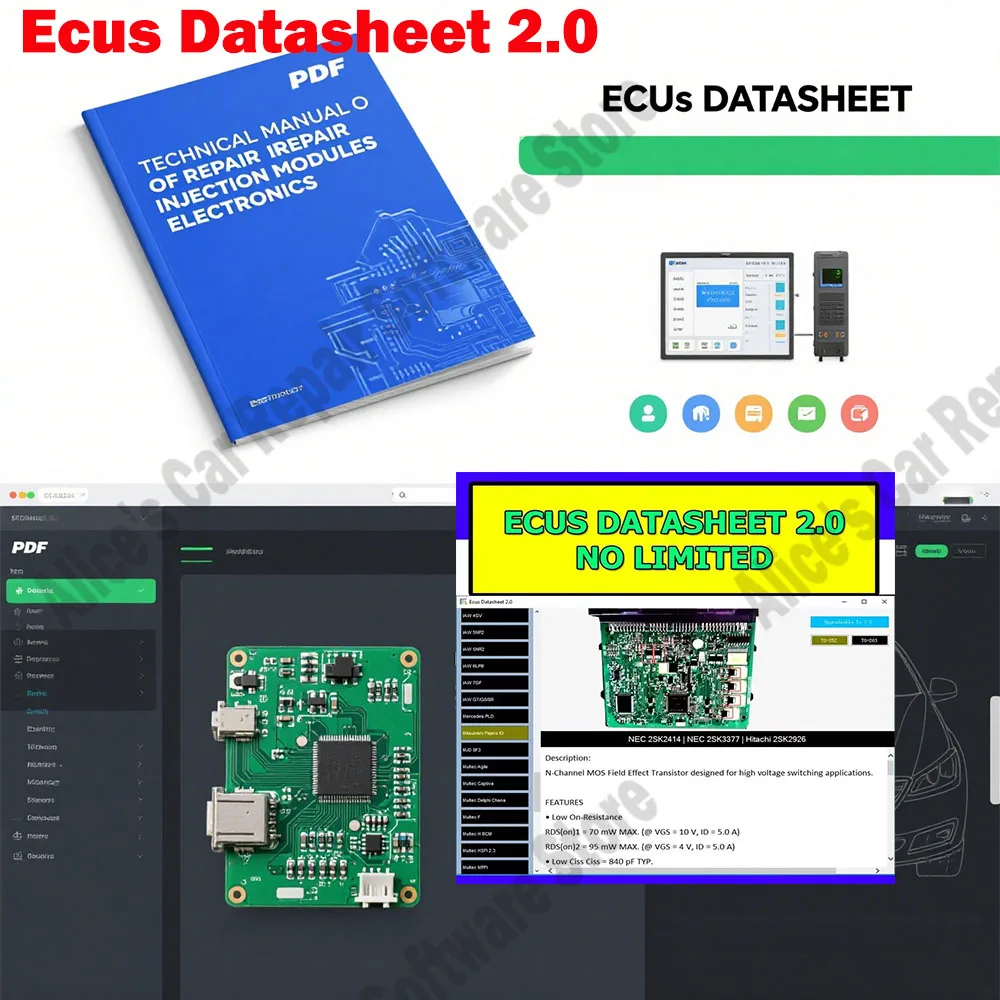 

Ecus Datasheet 2.0 obd2 scanner ECU Software PCB Schematics with Electronic Components of Car ECUs and Additional Information