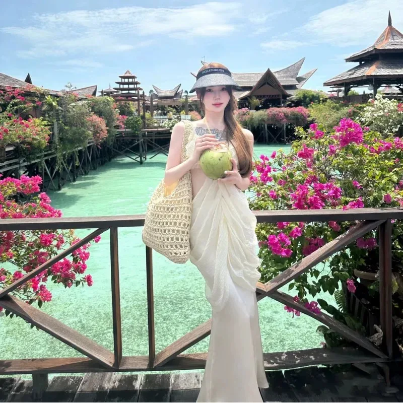 Korea Thailand Maldive Bali Top Rok Set Lady Sweet Hot Sexi Fairy Travel Suits Sling Luxury Design Beach Party Travel Outfit