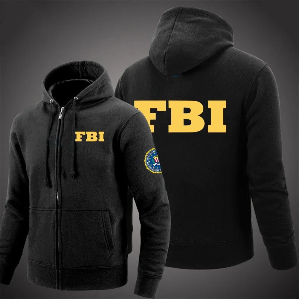 

FBI 2024 Men's New Spring And Autumn Fashionable Printing Zipper Hoodies College Harajuku Casual Sport Jackets Sweatshirts Tops