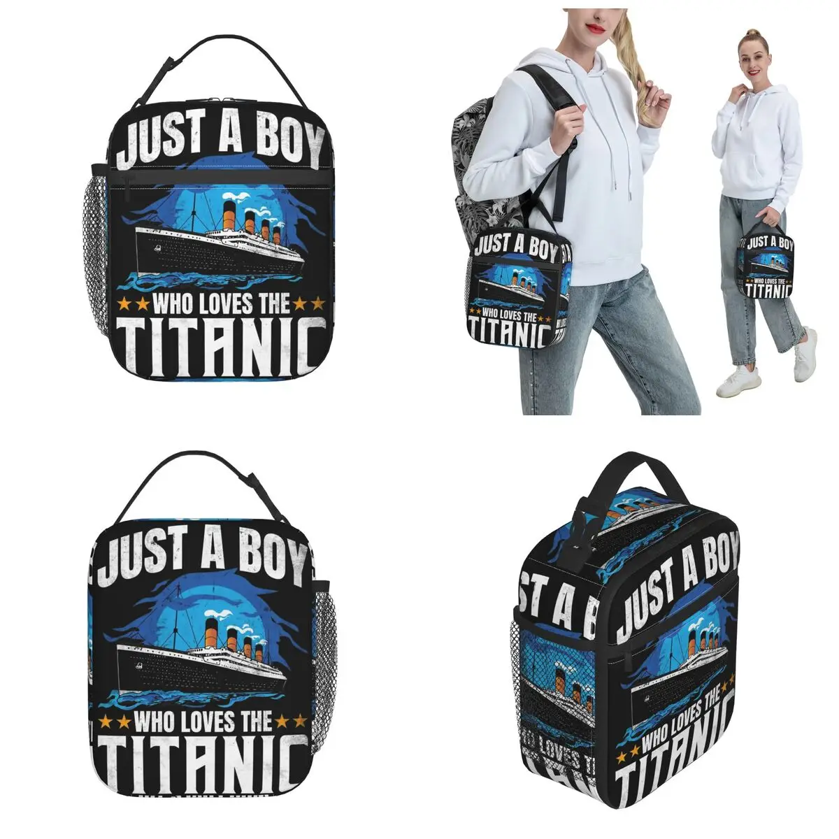 For Boys Who Love The RMS Titanic Thermal Lunch Bag for Office Humor Portable Bento Box Men Women Cooler Thermal Lunch Boxes