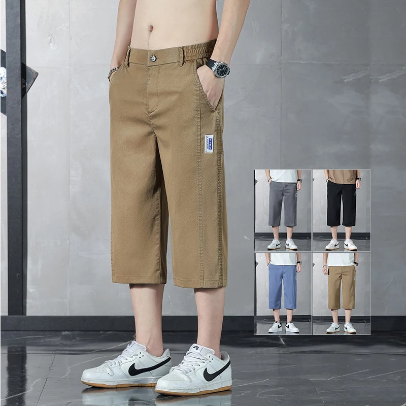 

Летние ультратонкие мужские шорты из лиоцелла, свободные модные дышащие прямые повседневные шорты, эластичные удобные мужские полубрюки