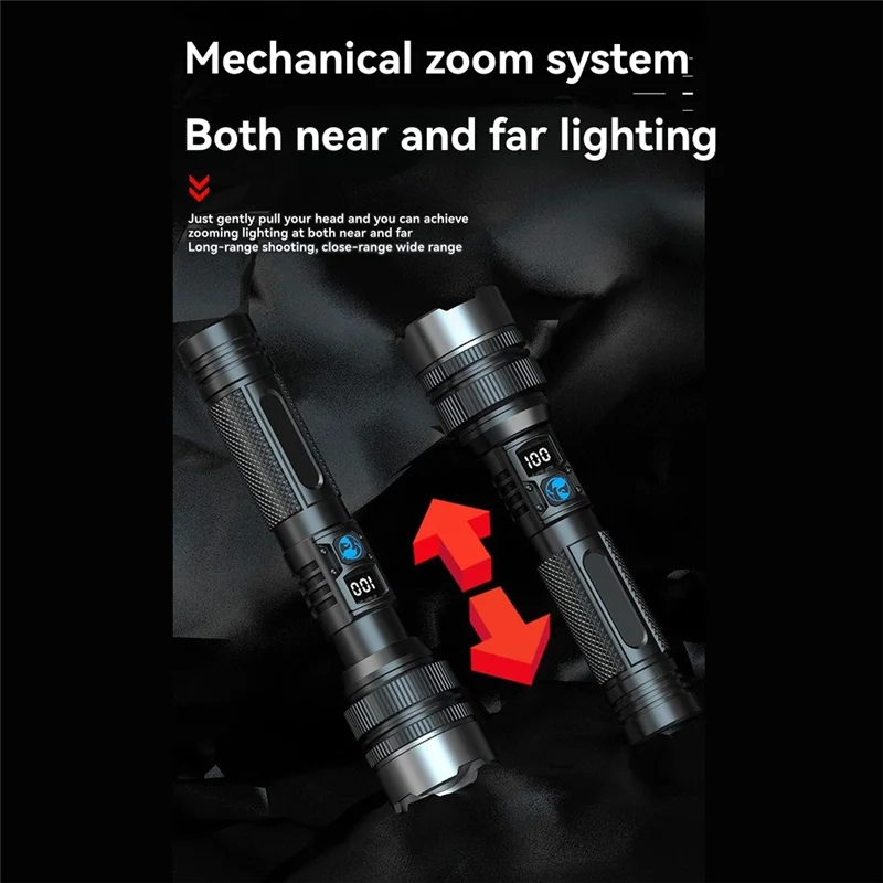 Linterna de largo alcance M12K, foco LED superbrillante de alta potencia con indicador de batería