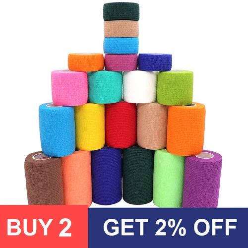 Imagen 2 del producto Vendaje deportivo autoadhesivo, vendajes elásticos transpirables para fijación deportiva, vendaje no tejido para dedo, muñeca y pierna, 2,5/5/10cm, 1 rollo