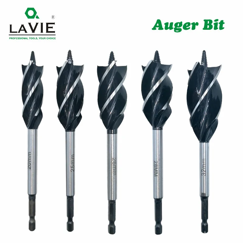 4-piece Set 6-piece Extended Woodworking Branch Drill four-groove four-edge Woodworking Bit Hex Shank Door Reaming Drill